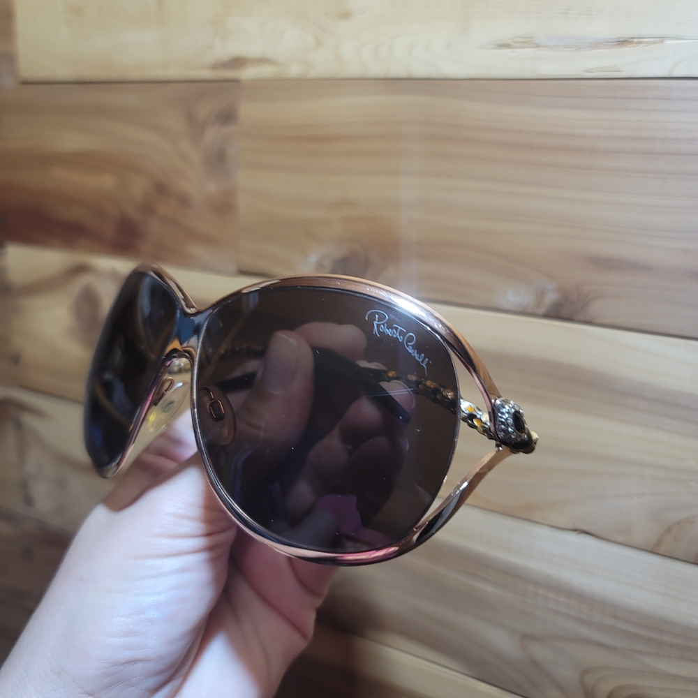 Roberto Cavalli Oversized Gold Rose Snake Sunglasses